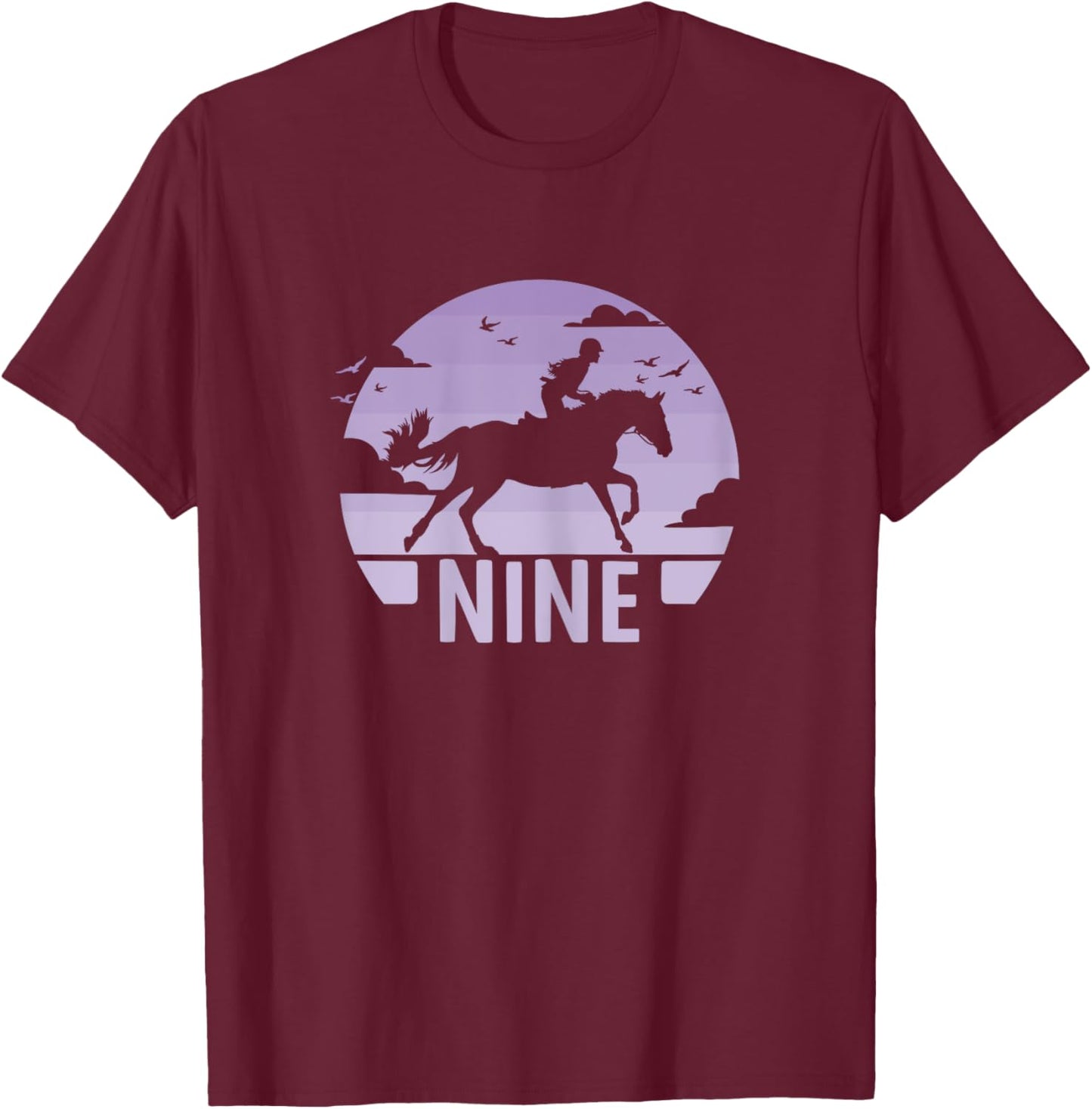 9th Birthday Horse Riding Girl 9 Years Girl Horse Birthday T-Shirt - T-Shirt | Maroon
