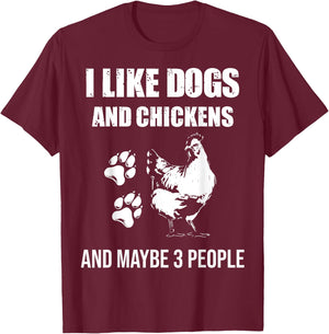 I Like Dogs And Chickens Maybe 3 People Vintage T-Shirt - T-Shirt | Maroon