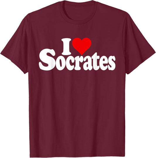 Greek Philosophy SOCRATIC I LOVE HEART SOCRATES T-Shirt - T-Shirt | Maroon