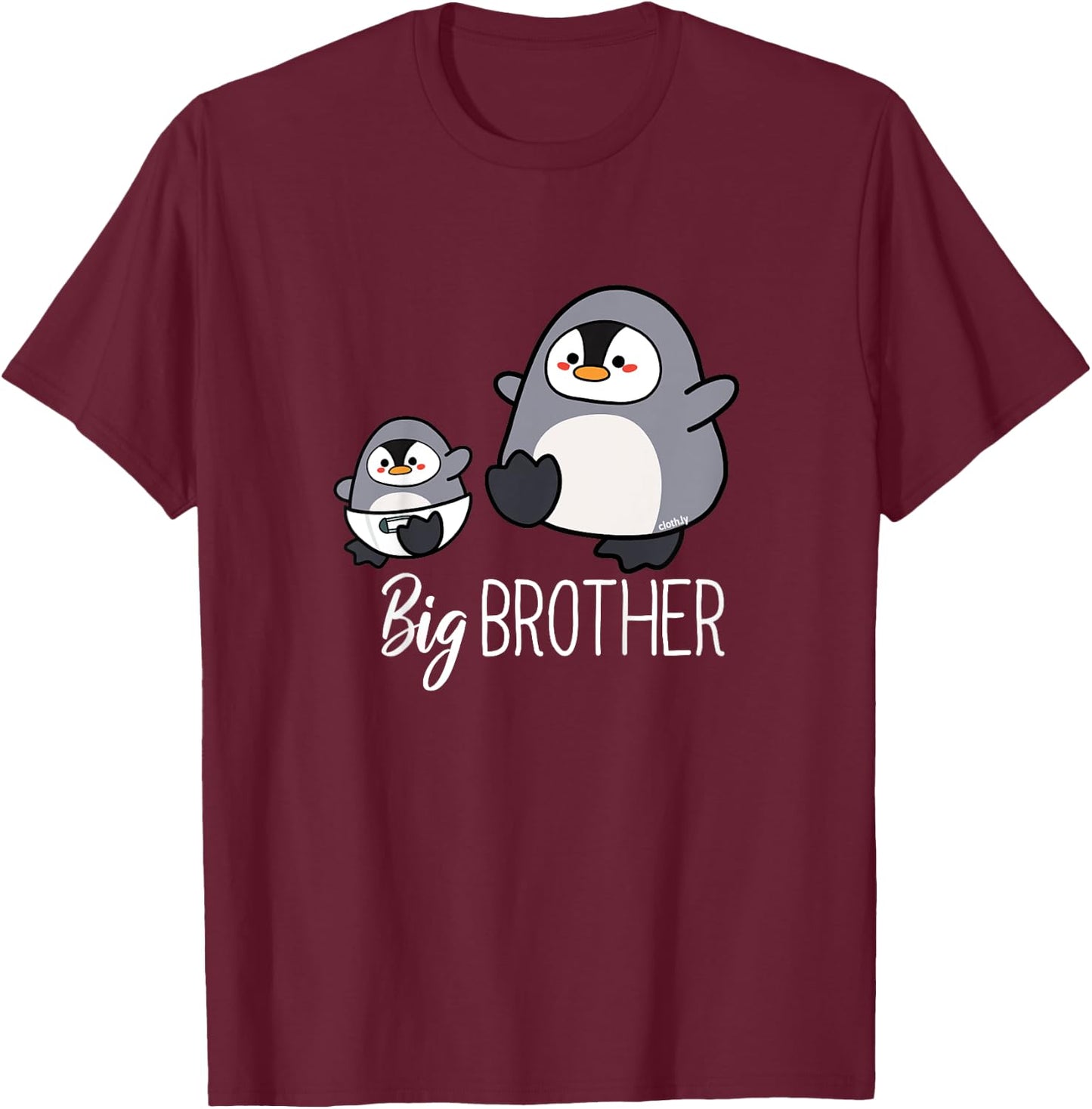 Kids Big Brother Shirt Penguin T-Shirt - T-Shirt | Maroon