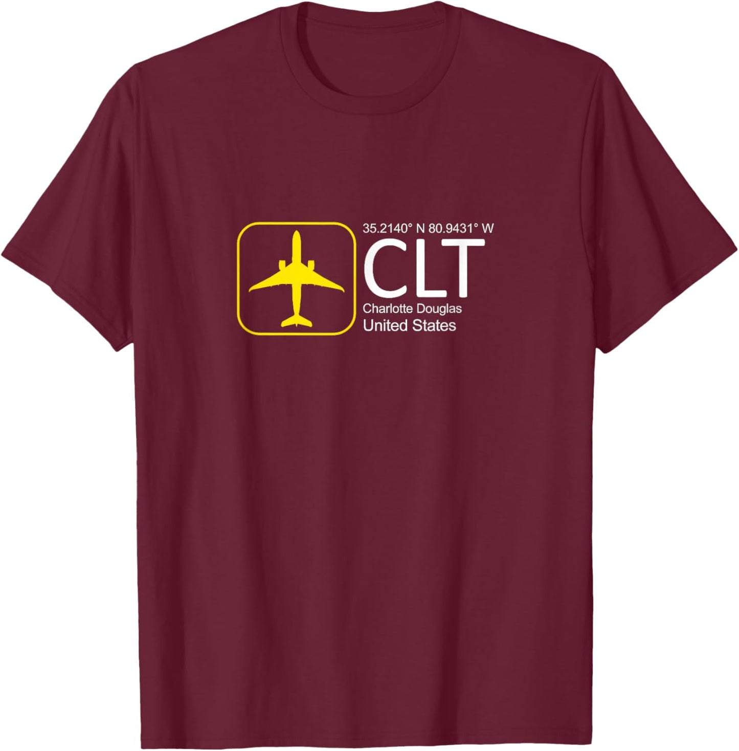 CLT Skyline Style: Charlotte Airport Merch T-Shirt - T-Shirt | Maroon