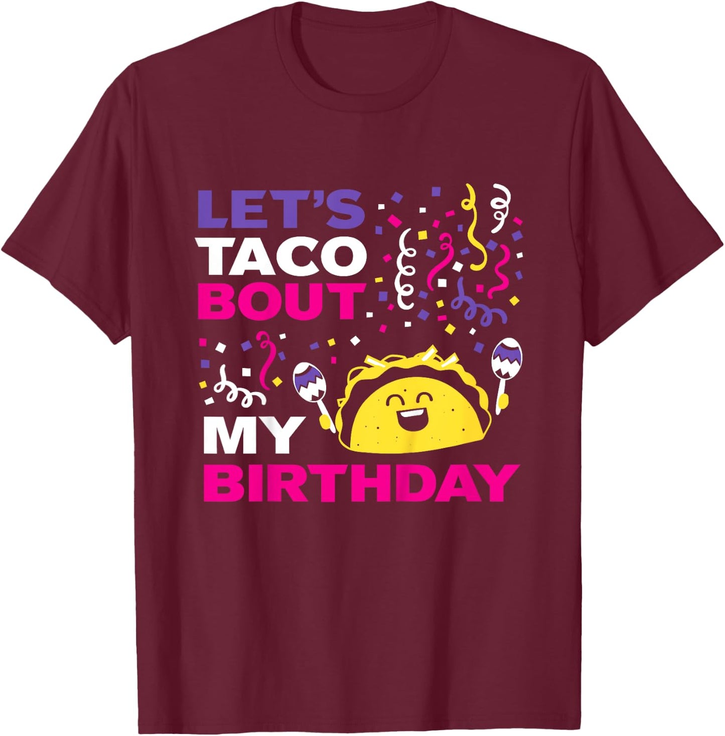 Kids Party Shirt for Birthday Girl | Taco Fiesta Theme T-Shirt - T-Shirt | Maroon