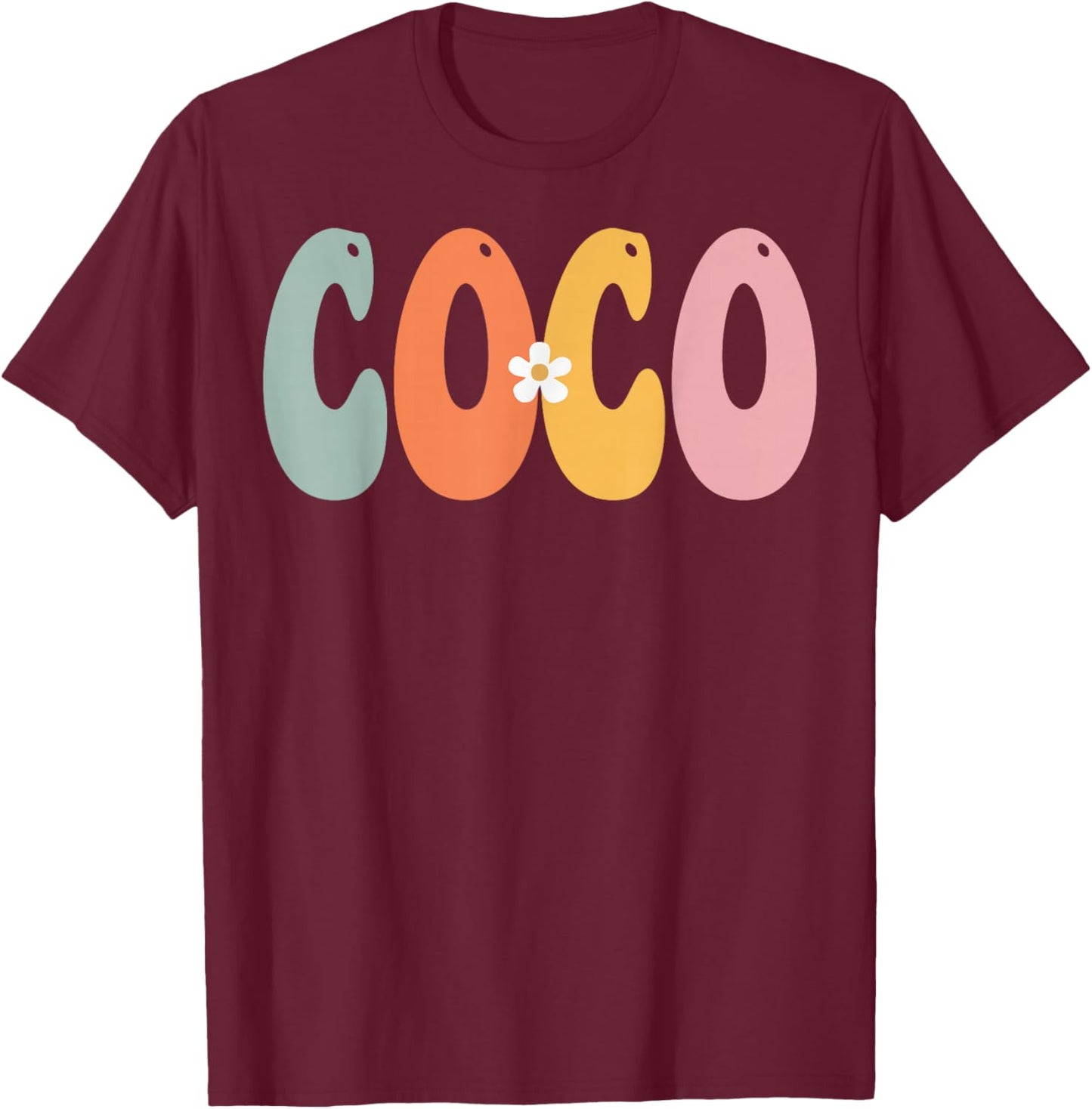 COCO Retro Groovy Print Mom Cute Mother's Day Funny Grandma T-Shirt - T-Shirt | Maroon