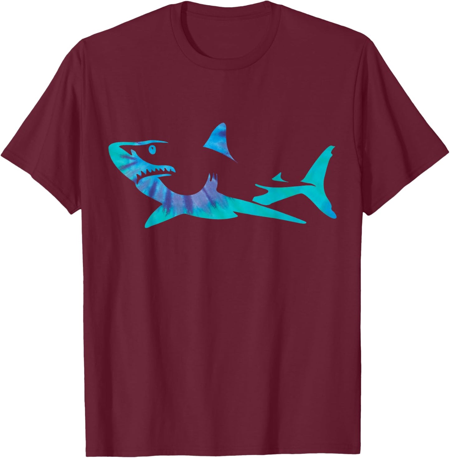 Shark Tie Dye Great White Shark T-Shirt - T-Shirt | Maroon