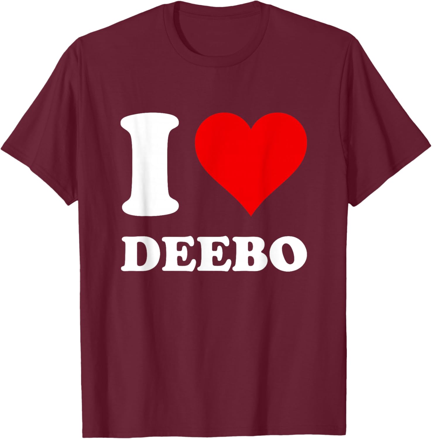 Red Heart I Love Deebo T-Shirt - T-Shirt | Maroon