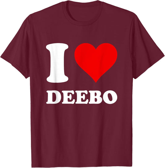 Red Heart I Love Deebo T-Shirt - T-Shirt | Maroon
