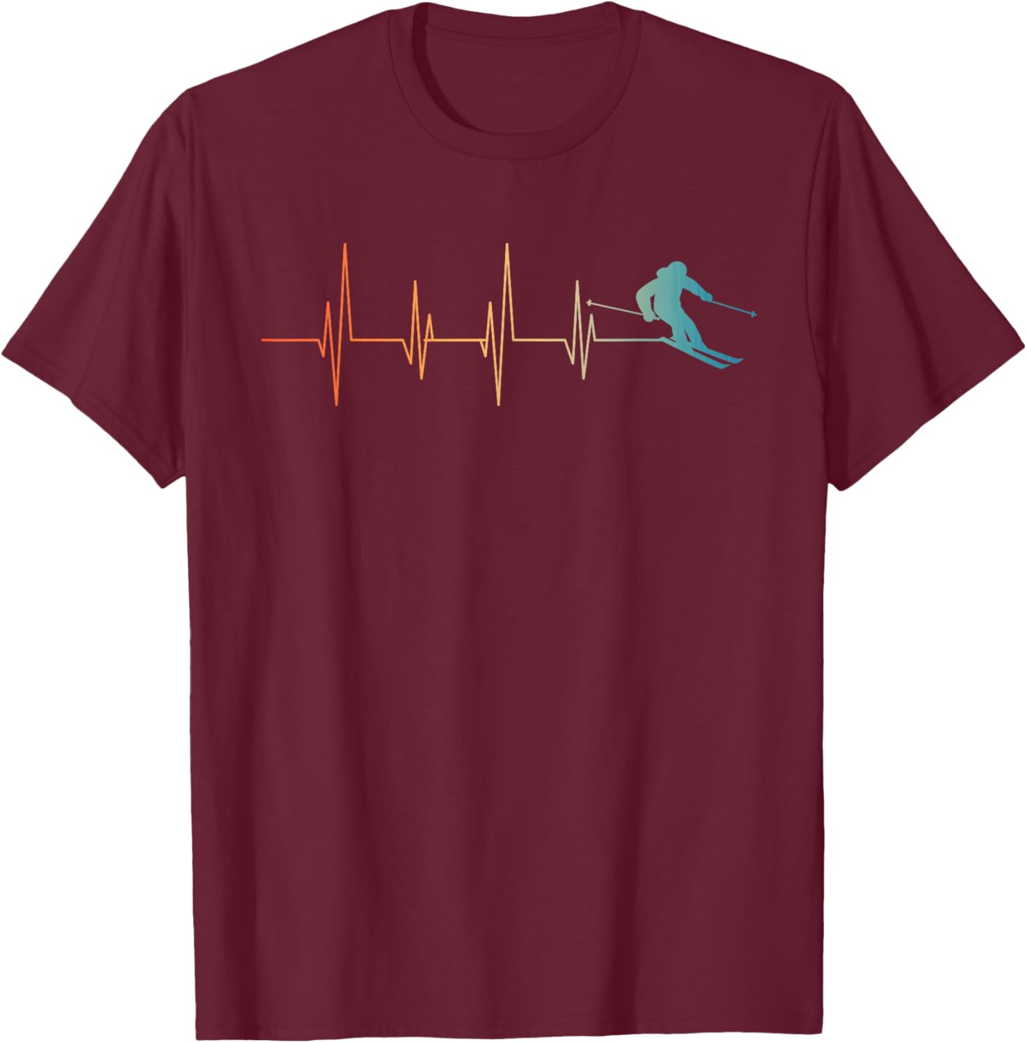 Funny Nordic Ski Art Women Kids Skier Team Skiing T-Shirt - T-Shirt | Maroon