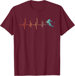 Funny Nordic Ski Art Women Kids Skier Team Skiing T-Shirt - T-Shirt | Maroon