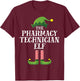 Pharmacy Tech Elf Matching Family Group Christmas Party PJ T-Shirt - T-Shirt | Maroon