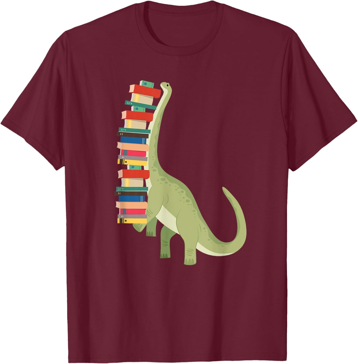 Funny Dinosaur Librarian Reading T-Shirt - T-Shirt | Maroon