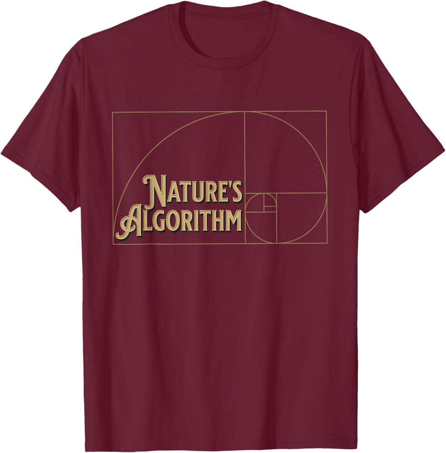 Nature's Algorithm Fibonacci's Sequence Golden Ratio Circle T-Shirt - T-Shirt | Maroon