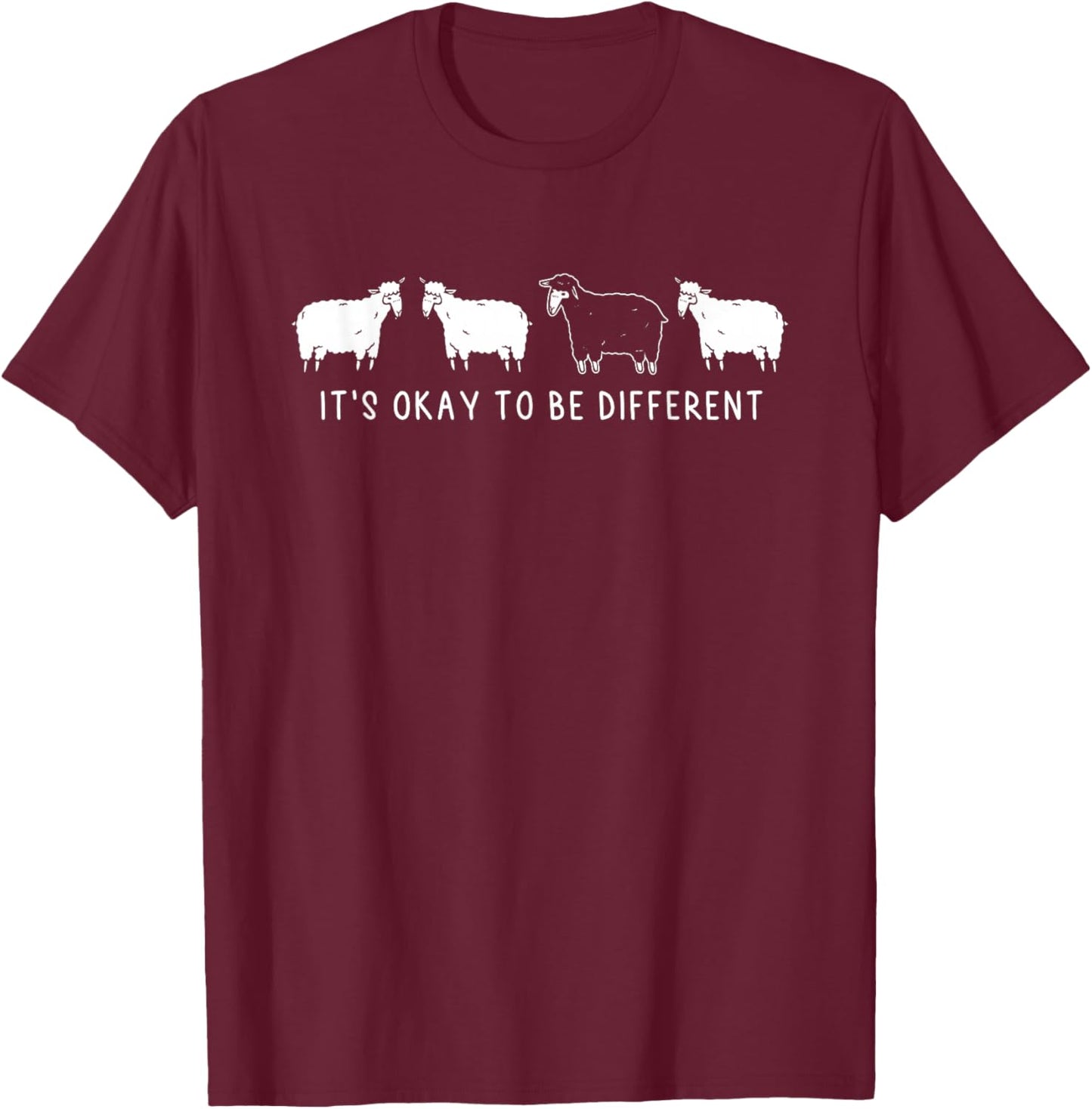 It's Okay To Be Different | Unique Outsider | Black Sheep T-Shirt - T-Shirt | Maroon
