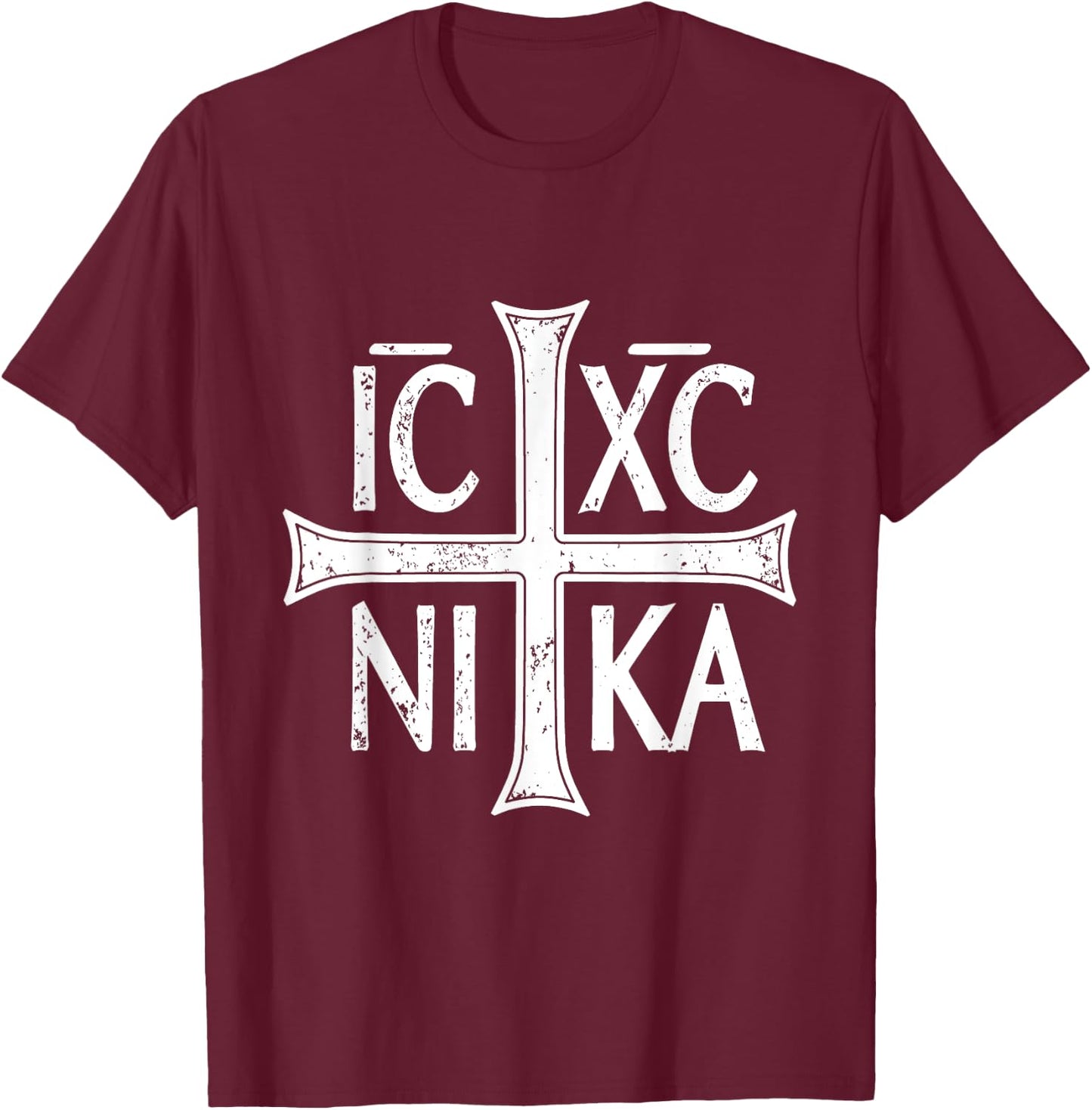 ICXC NIKA Cross Christogram Orthodox Eastern Christian T-Shirt - T-Shirt | Maroon
