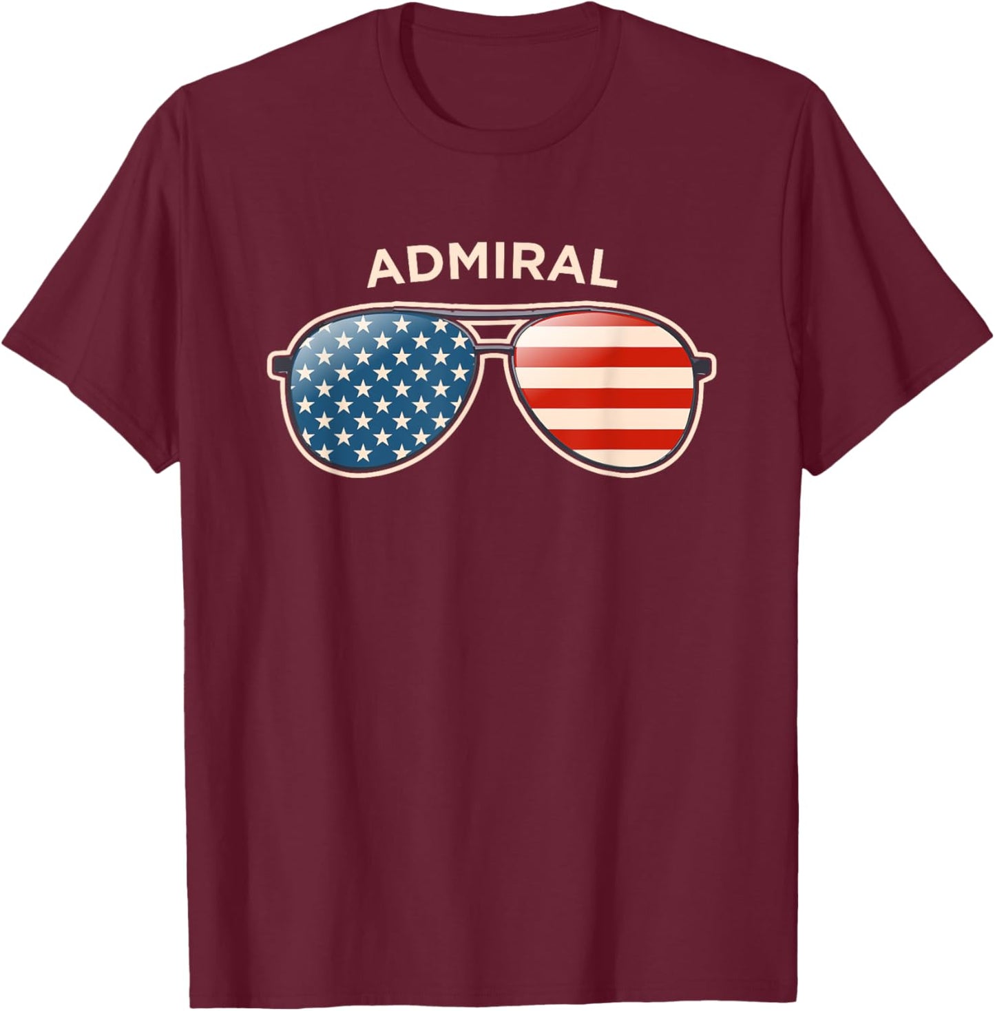 Admiral, TX Vintage US Flag Sunglasses T-Shirt - T-Shirt | Maroon