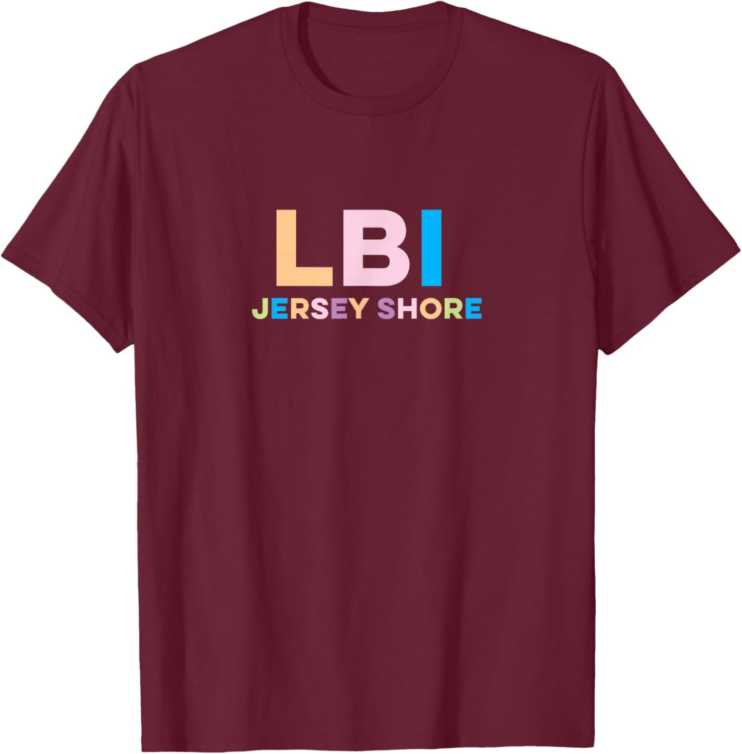Long Beach Island NJ Colorful Vacation T-Shirt - T-Shirt | Maroon