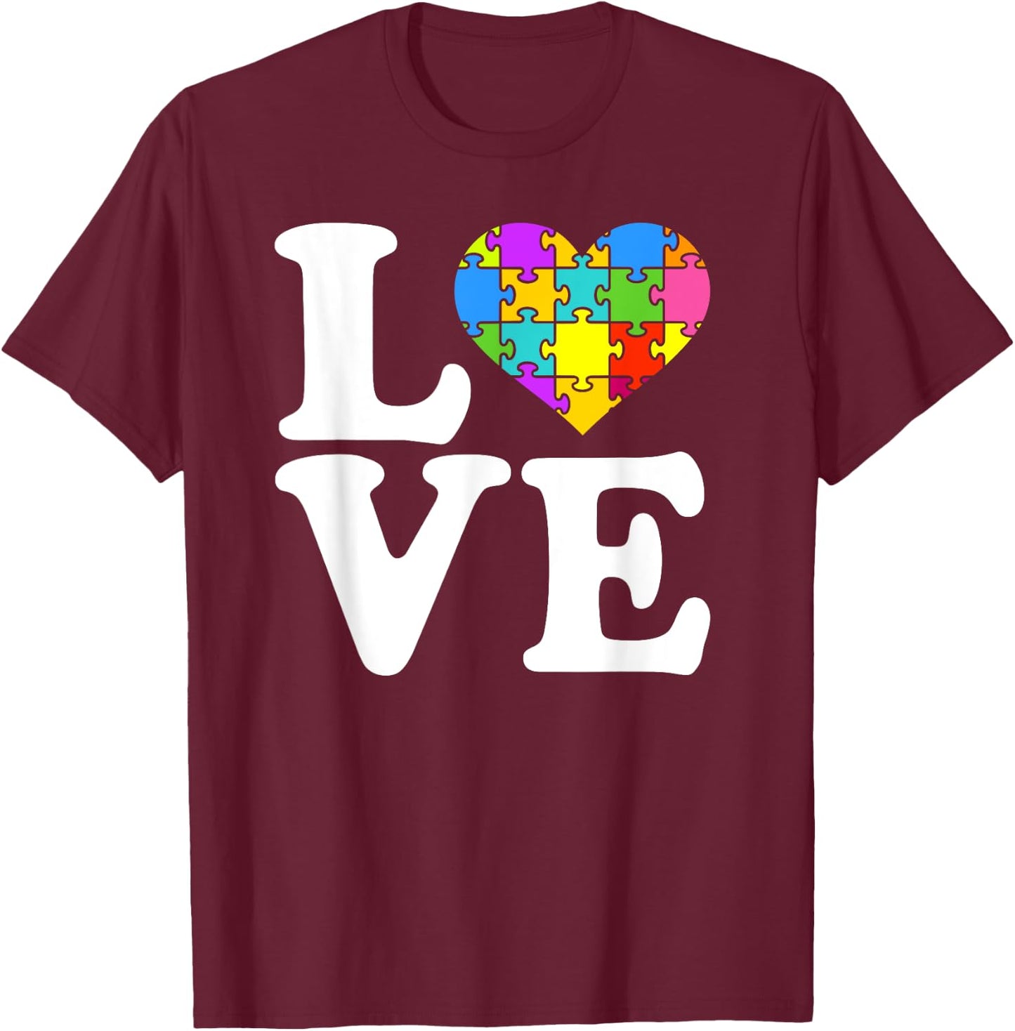 Jigsaw puzzle love T-Shirt - T-Shirt | Maroon