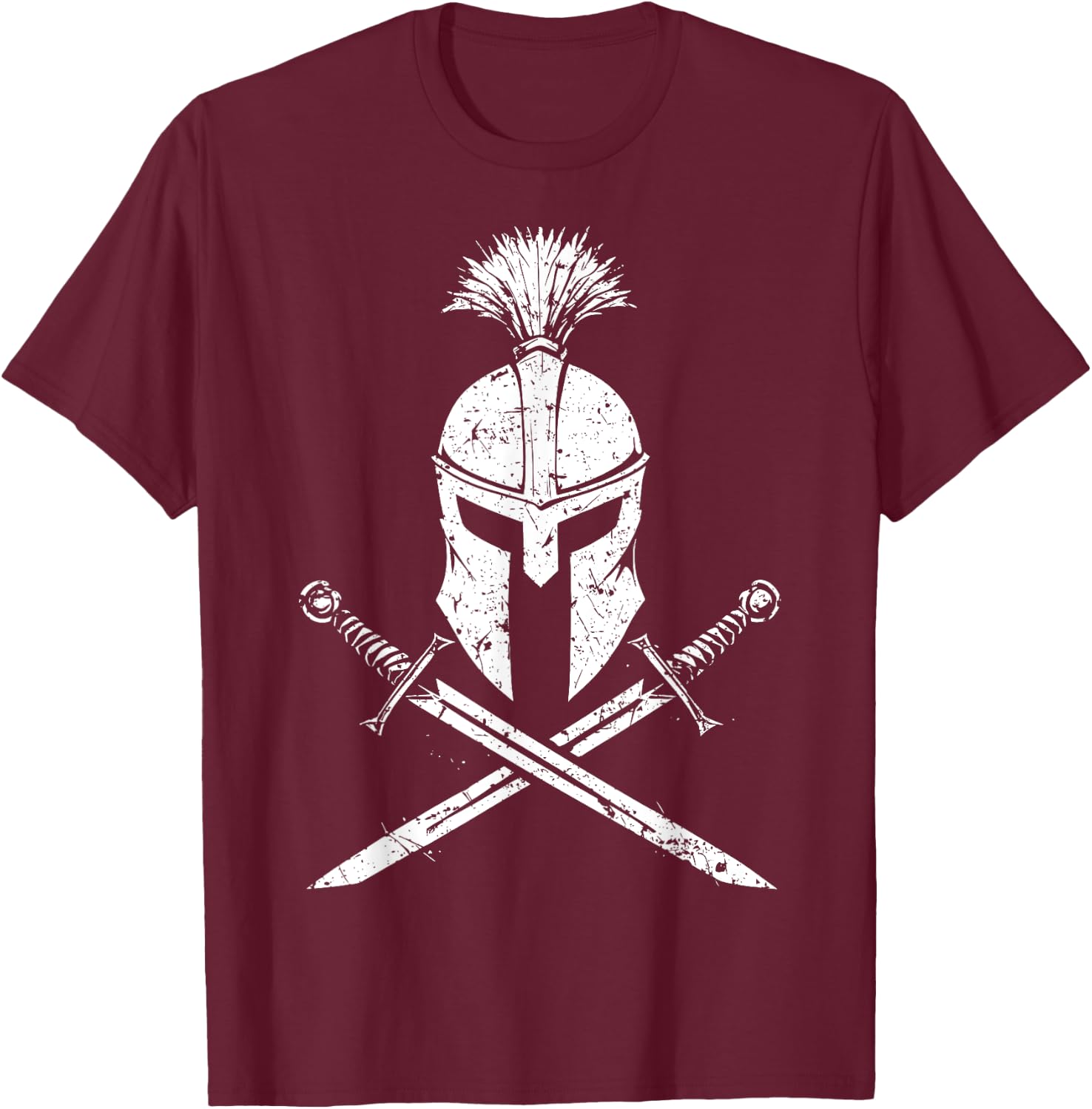 Ancient Roman Legion Grunge Helmet and Swords Art T-Shirt - T-Shirt | Maroon