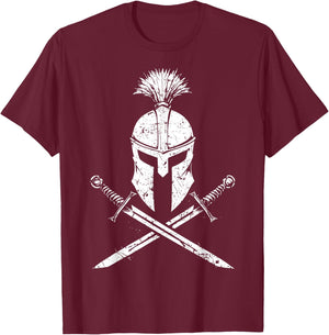 Ancient Roman Legion Grunge Helmet and Swords Art T-Shirt - T-Shirt | Maroon
