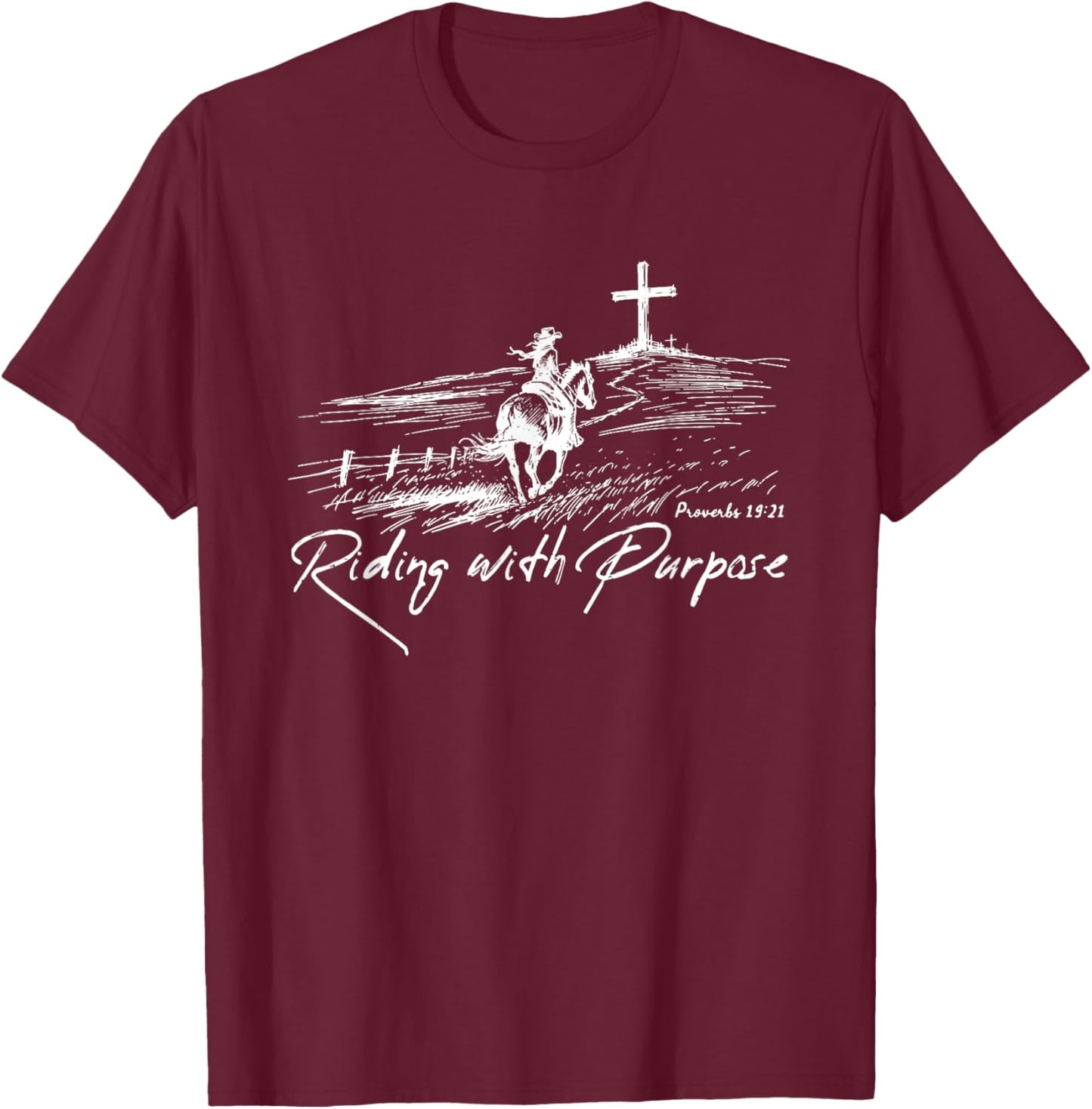 Riding with Purpose Western Cowgirl Faith T-Shirt - T-Shirt | Maroon