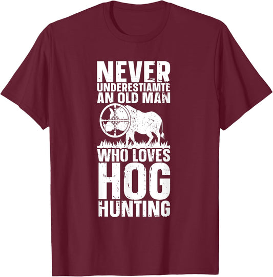 Hog Hunting Boar Wild Hog Pig Hunter Vintage Pig Feral Hogs T-Shirt - T-Shirt | Maroon