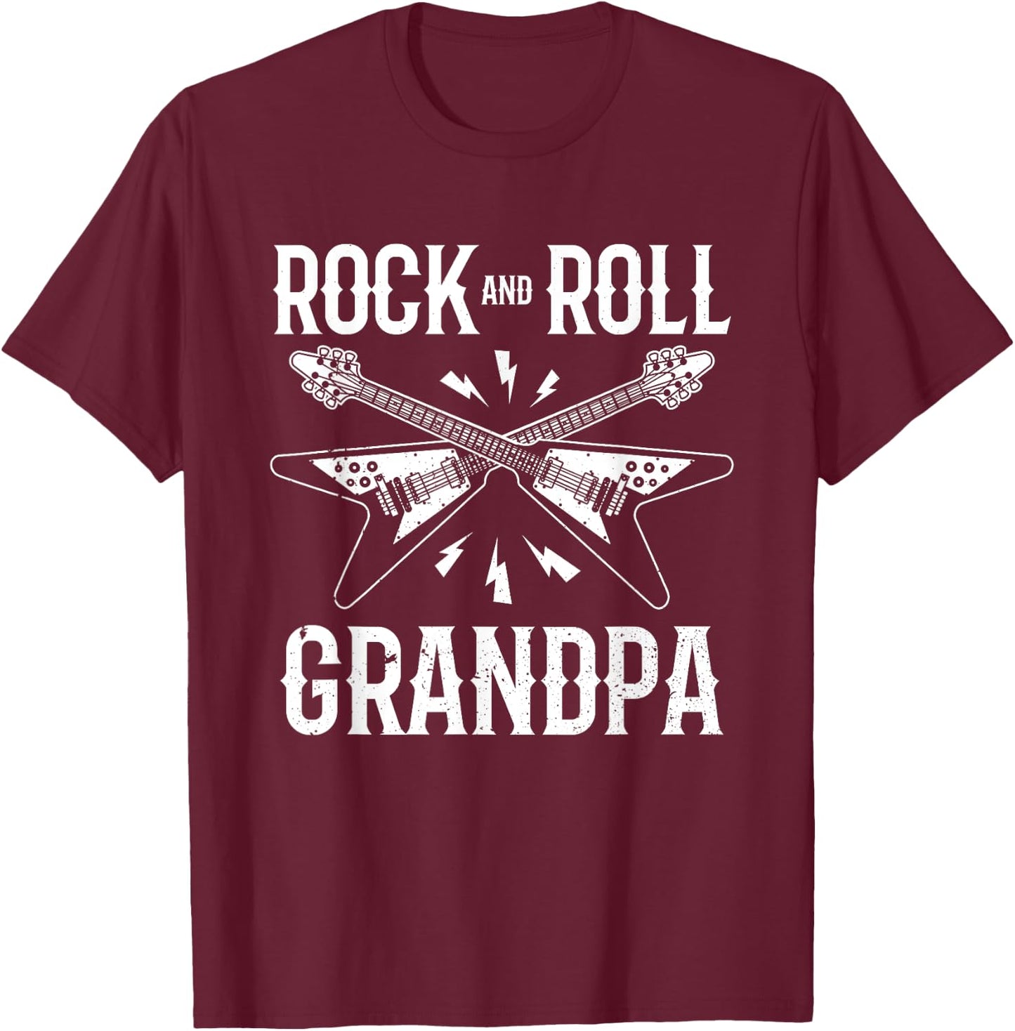 Rock And Roll Grandpa Vintage Band Punk Rock Design Rockstar T-Shirt - T-Shirt | Maroon