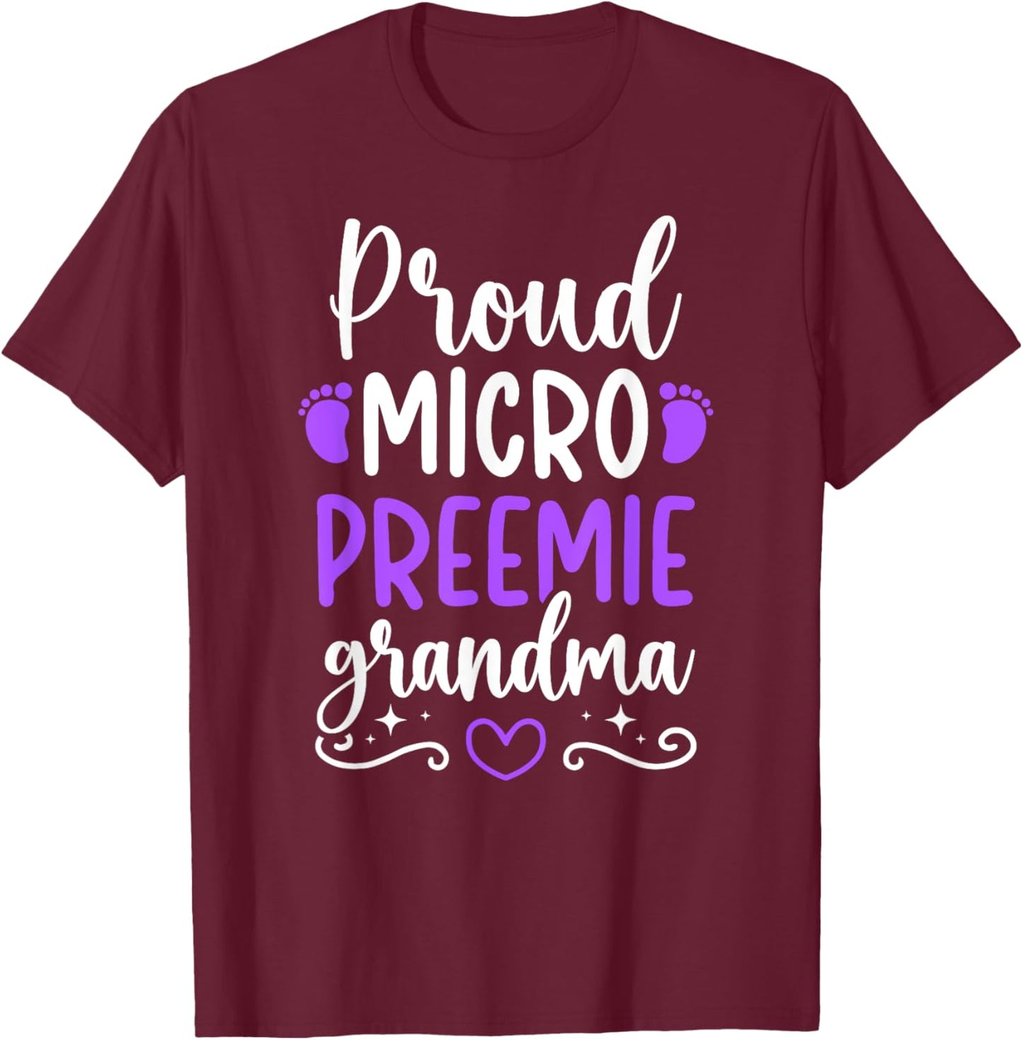 Proud Micro Preemie Grandma NICU Grandma Of NICU Warrior T-Shirt - T-Shirt | Maroon