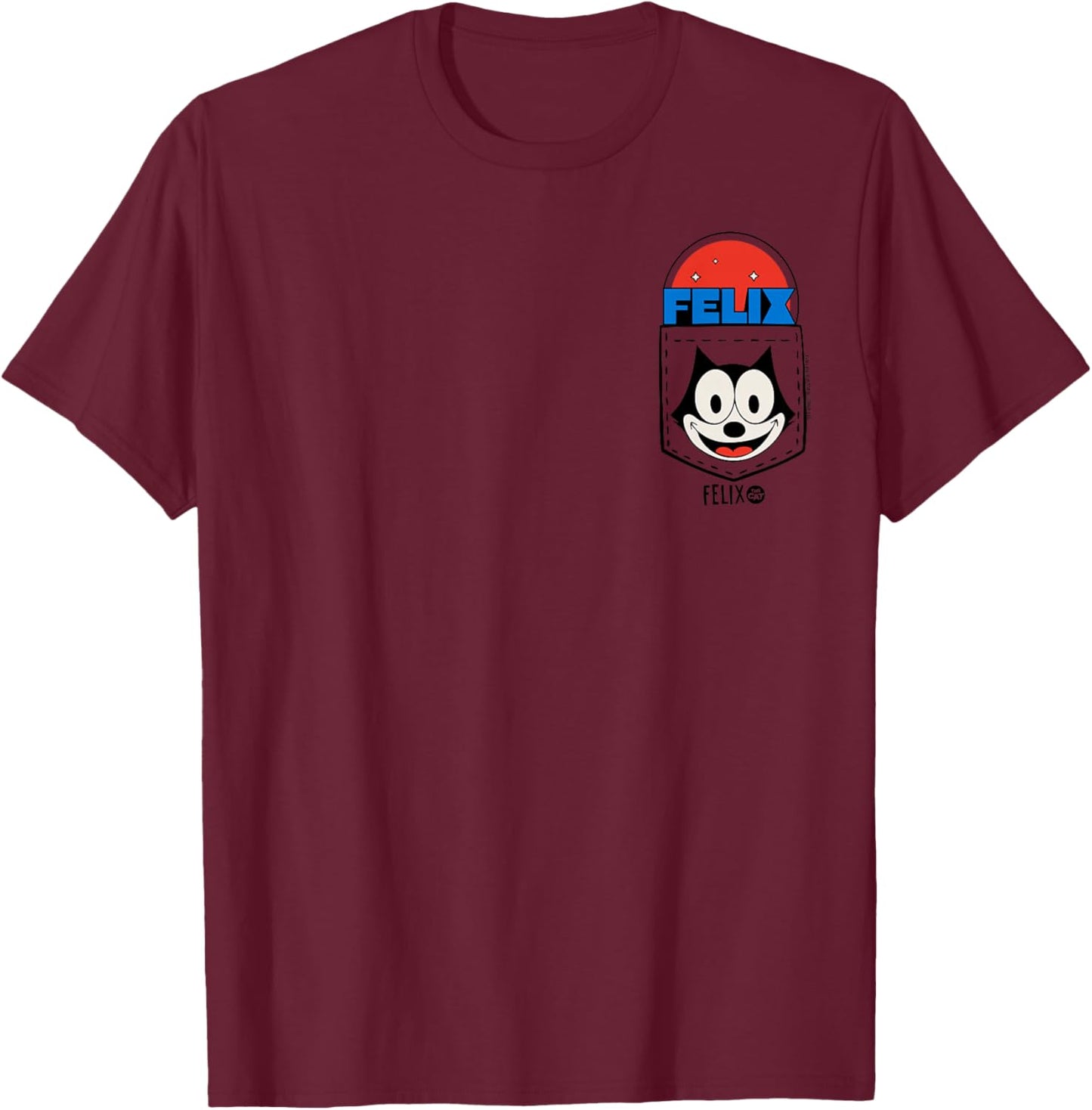 Felix The Cat Signature Grin Pocket T-Shirt - T-Shirt | Maroon