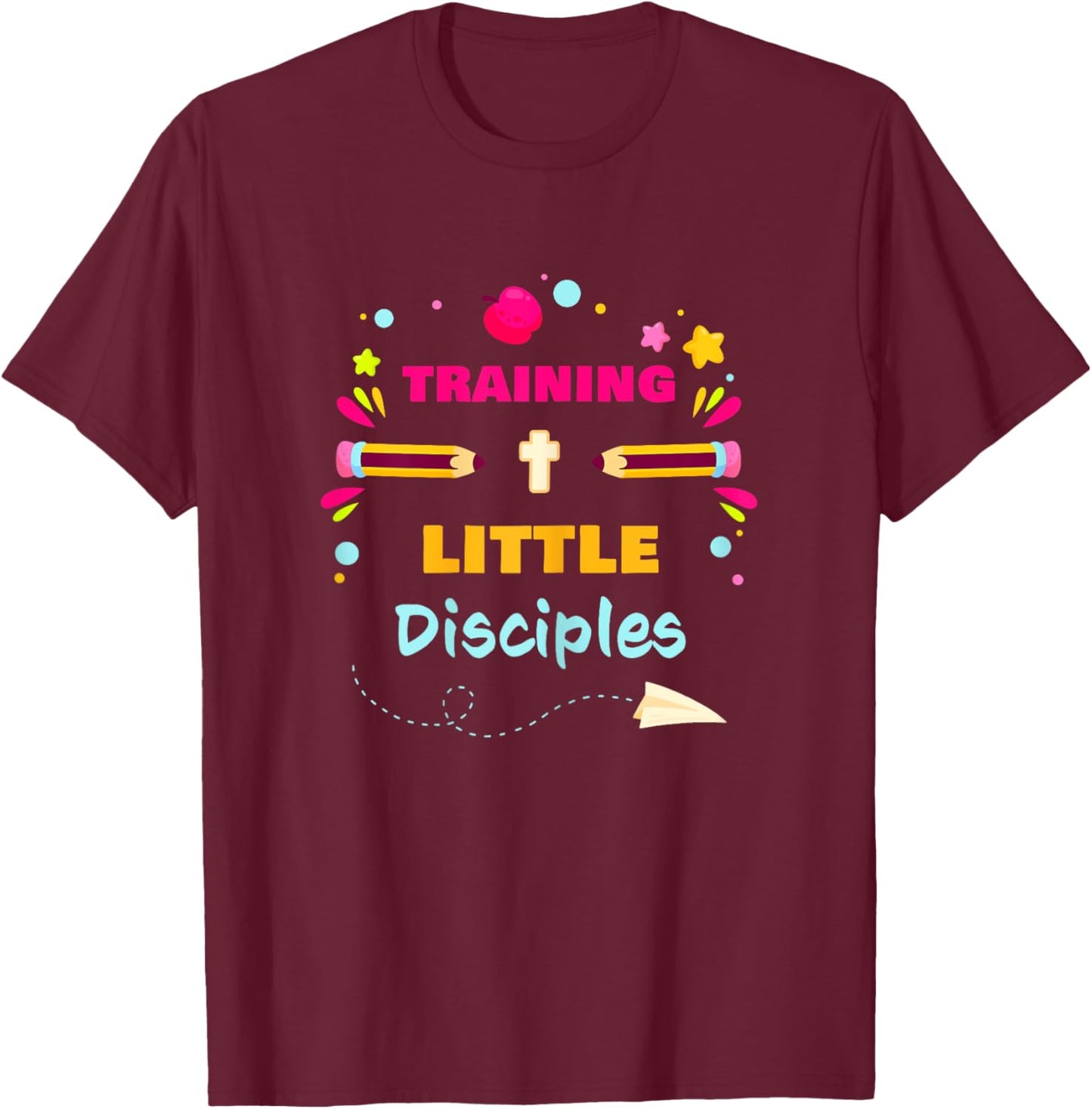 Sunday School Christian Teacher – Training Little Disciples T-Shirt - T-Shirt | Maroon