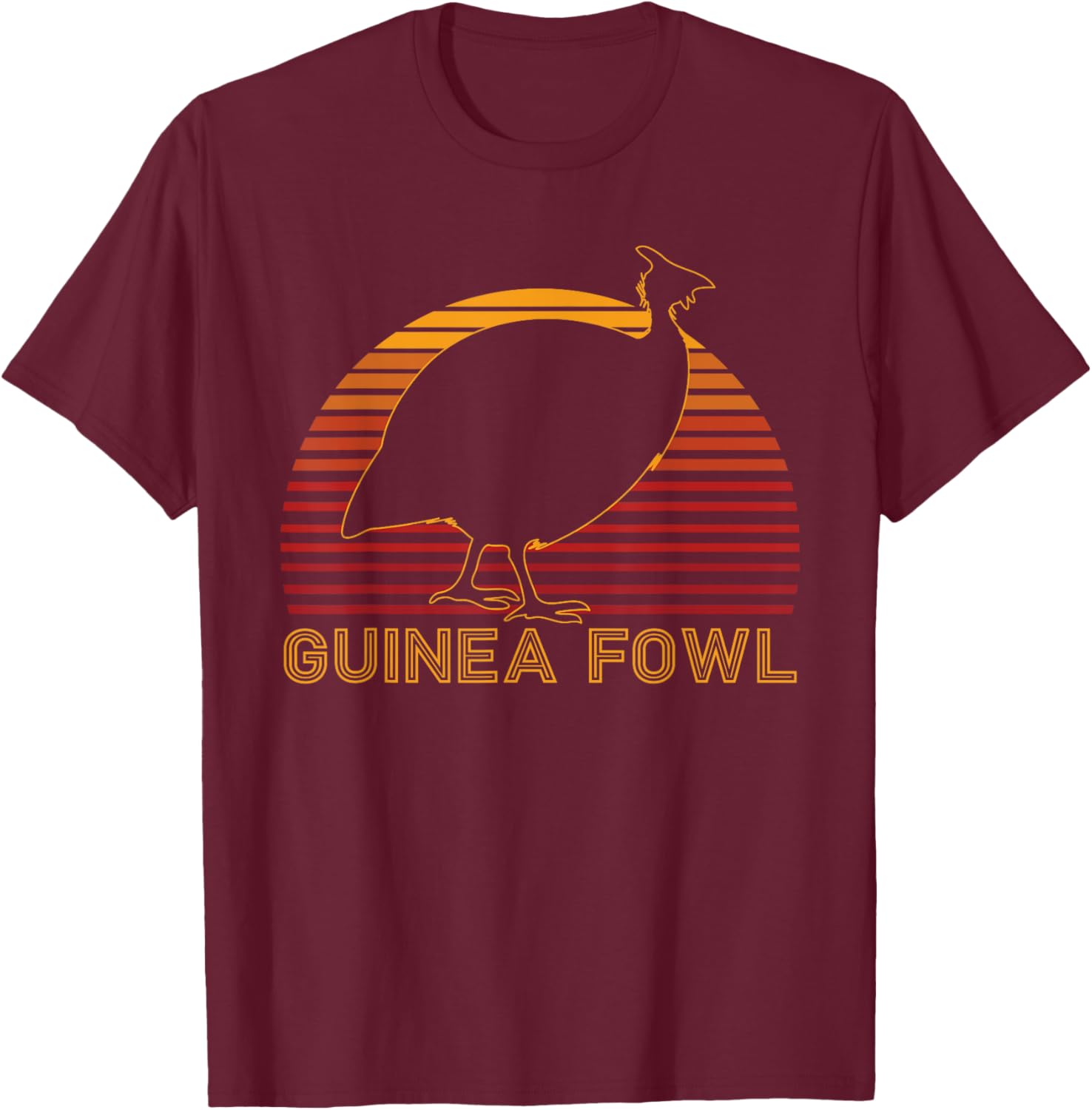 Retro Guinea Fowl T-Shirt - T-Shirt | Maroon