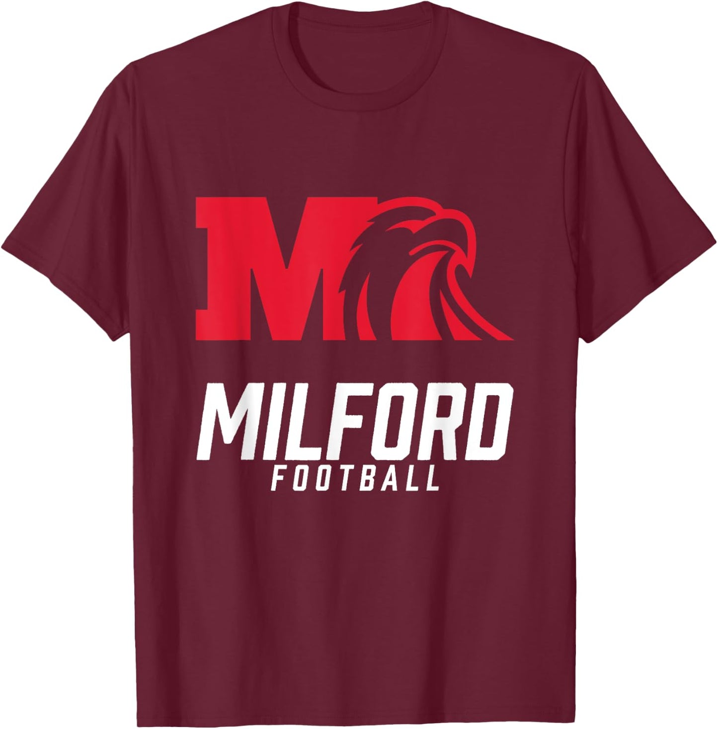Milford Eagles Logo Football Team HS T-Shirt - T-Shirt | Maroon