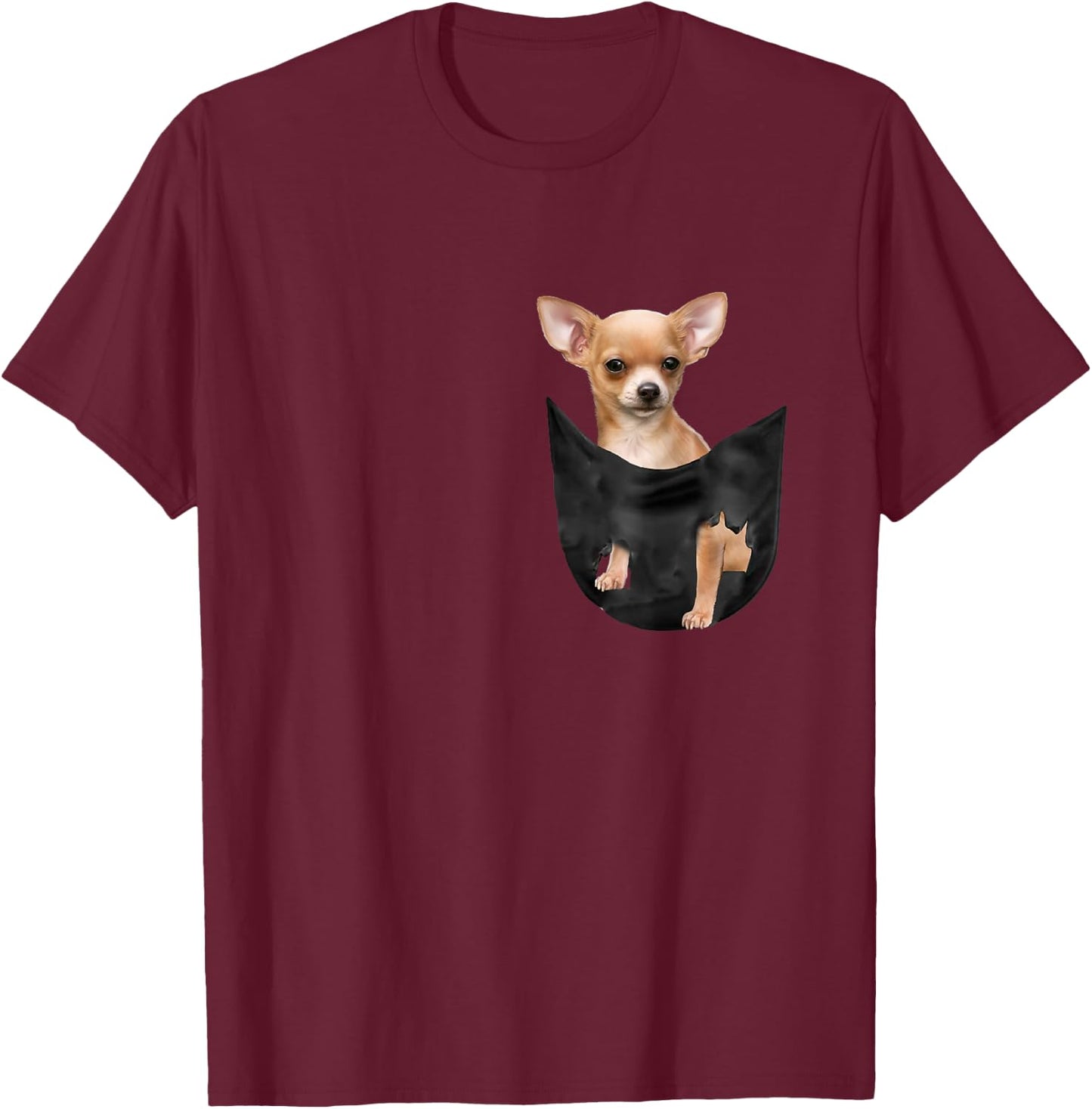 Gift Cute Dogs Lovers -Adults Cute Chihuahua In Your Pocket Christmas Black Small Classic Fit Short Sleeve T-Shirt - T-Shirt | Maroon