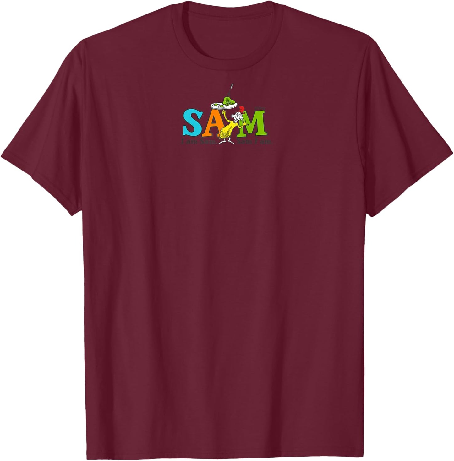 Dr. Seuss Green Eggs and Ham SAM Raglan Baseball T-Shirt - T-Shirt | Maroon