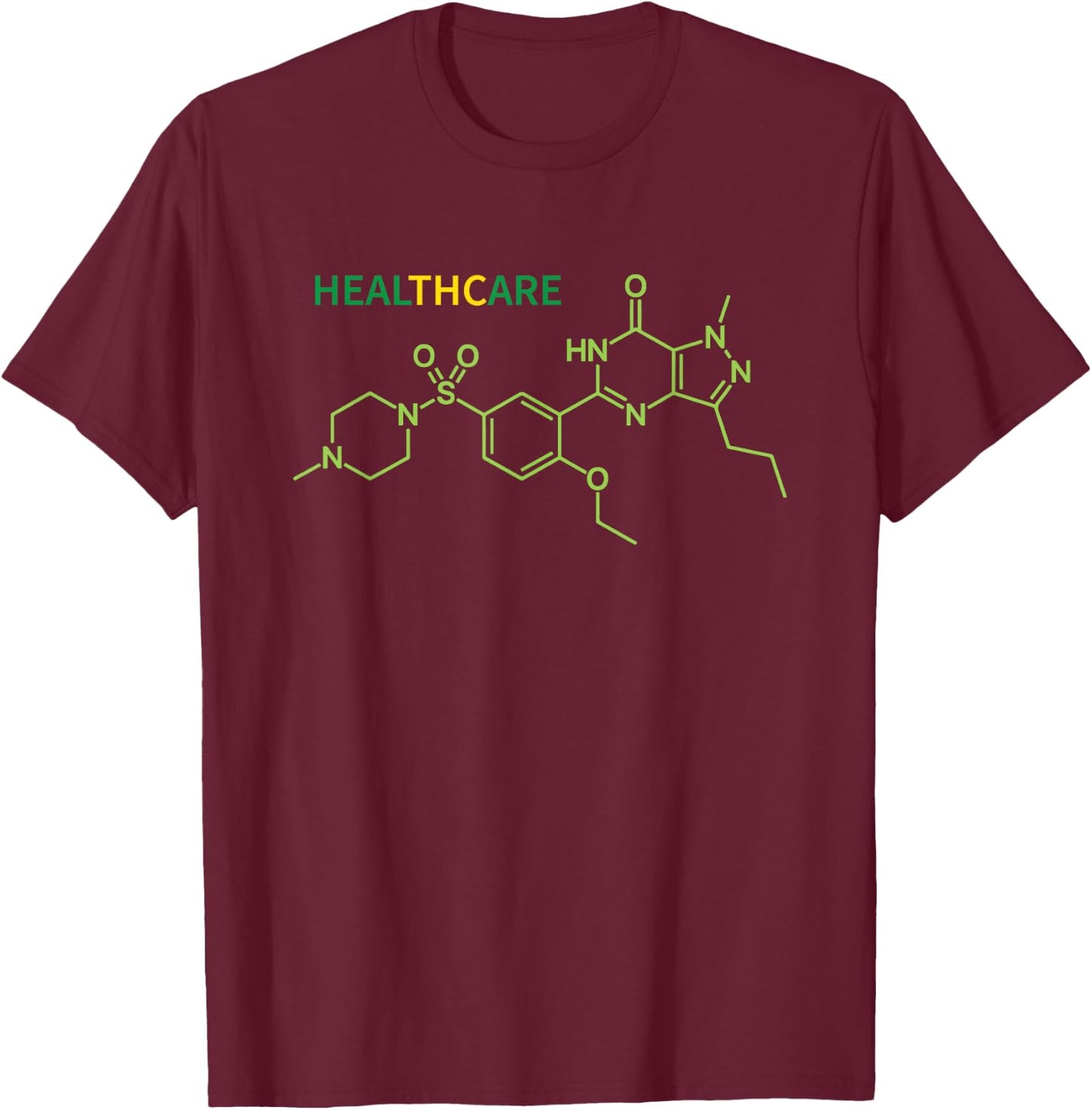 THC Healthcare Molecule Cannabis Medical Marijuana Chemical T-Shirt - T-Shirt | Maroon