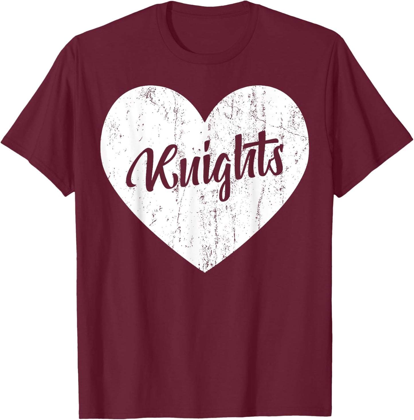 Knights School Sports Fan Team Spirit Mascot Heart Gift T-Shirt - T-Shirt | Maroon