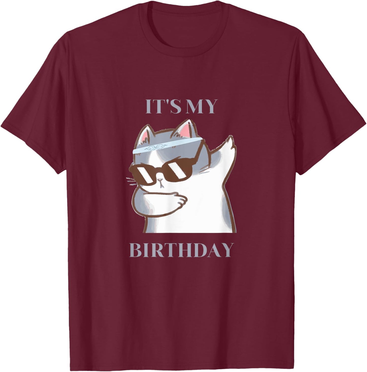 It's My Birthday Dabbing Cat Dab Dance Women Girls Kids T-Shirt - T-Shirt | Maroon