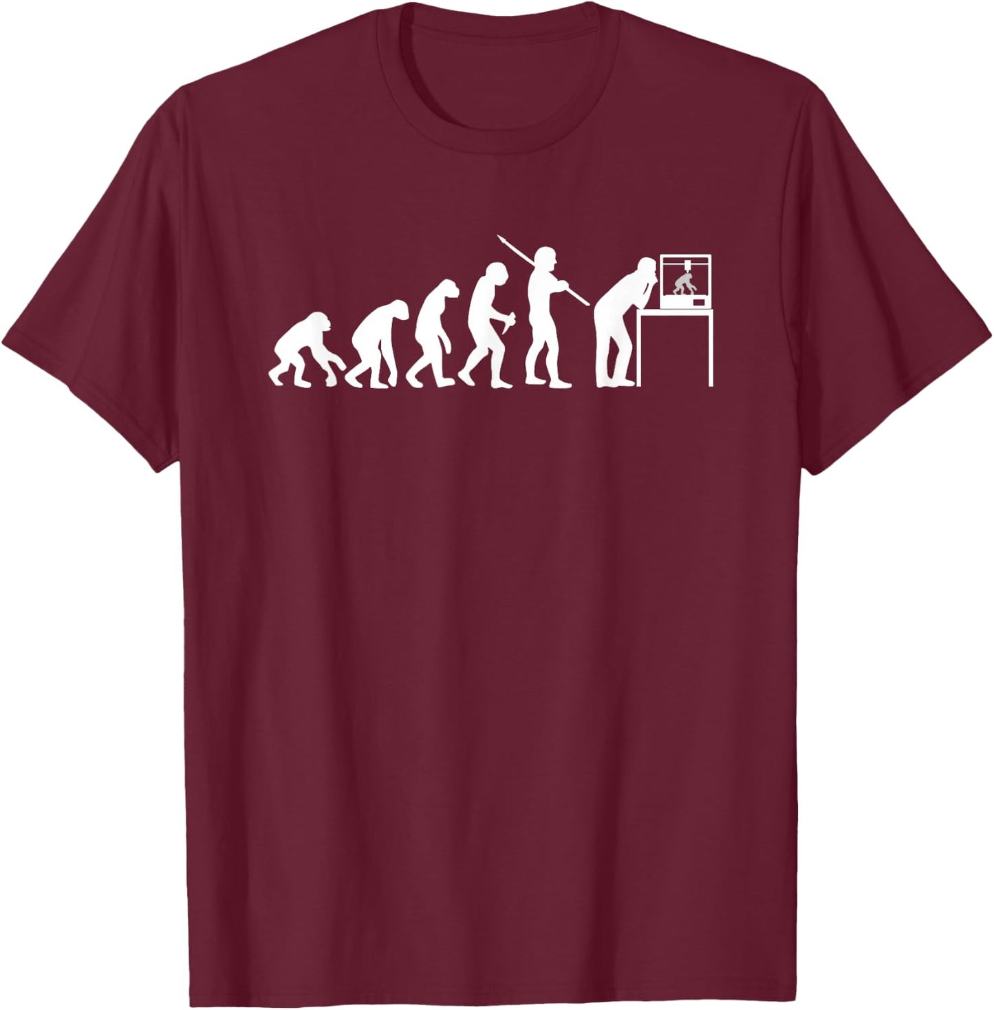 Funny 3D Printing Evolution 3D Printer Joke Gift T-Shirt - T-Shirt | Maroon
