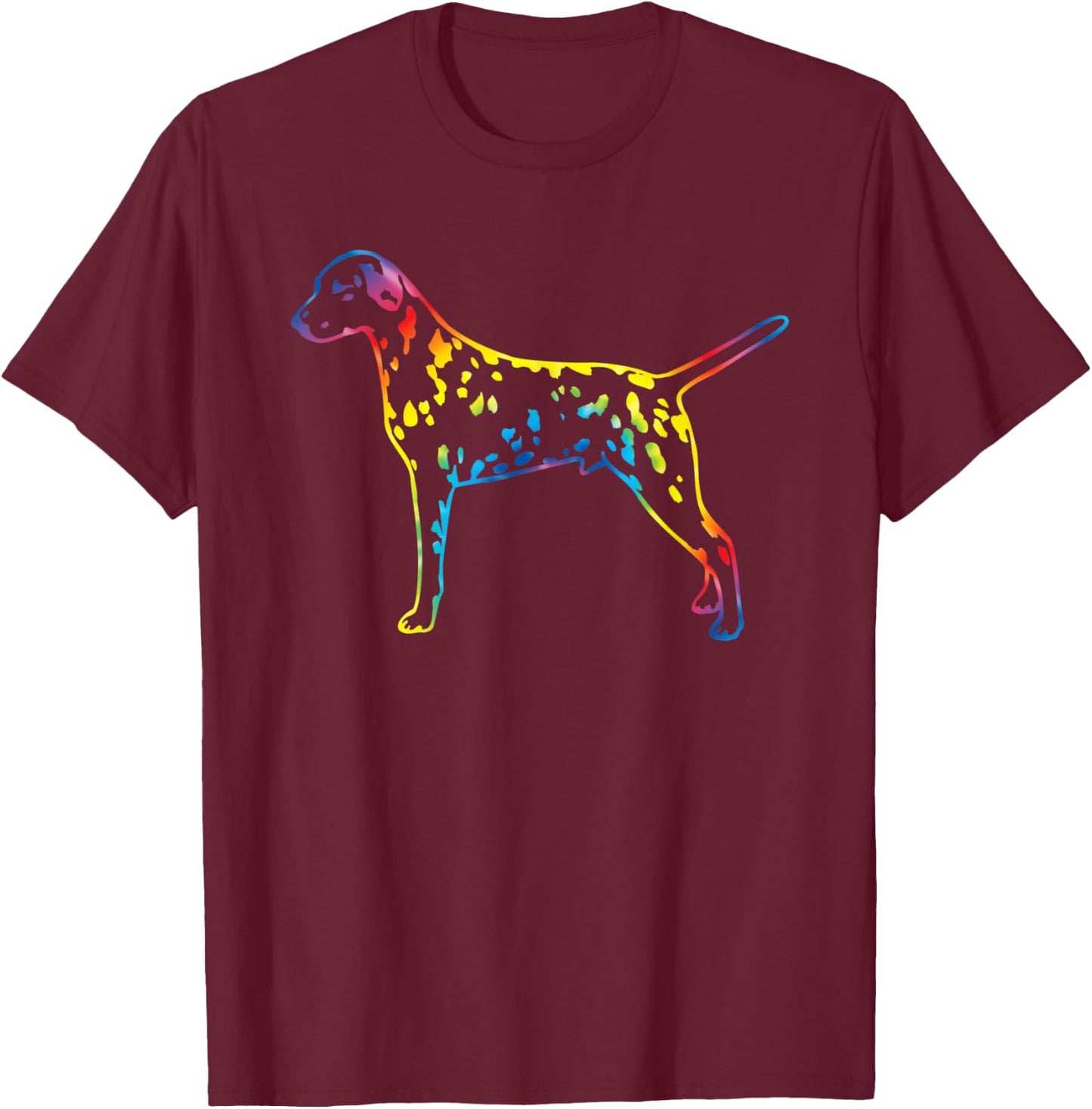 Tie Dye Dalmatian Rainbow Print Dog Pup Hippie Peace Gift Men Women Kids T-Shirt - T-Shirt | Maroon