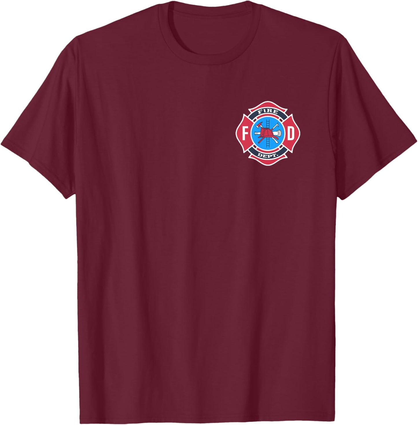 Fun Fireman Fire Department Logo Firefighter Costume T-Shirt - T-Shirt | Maroon