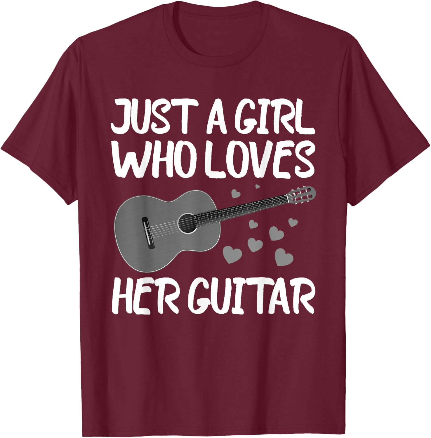 Funny Guitar Player Design For Girls Women Kids Guitar Lover T-Shirt - T-Shirt | Maroon