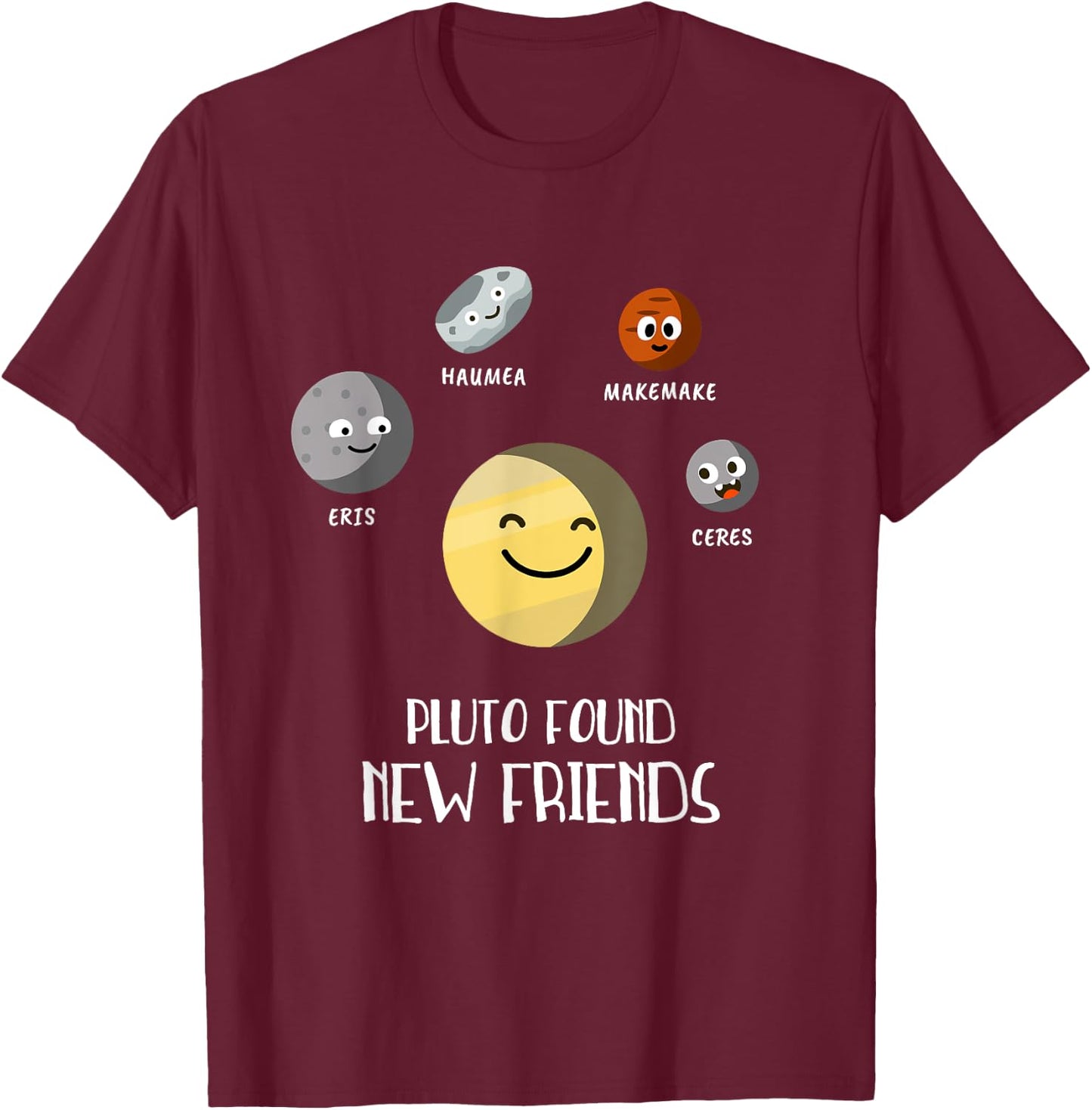 Pluto Dwarf Planet Friends Planets Space Funny Children T-Shirt - T-Shirt | Maroon