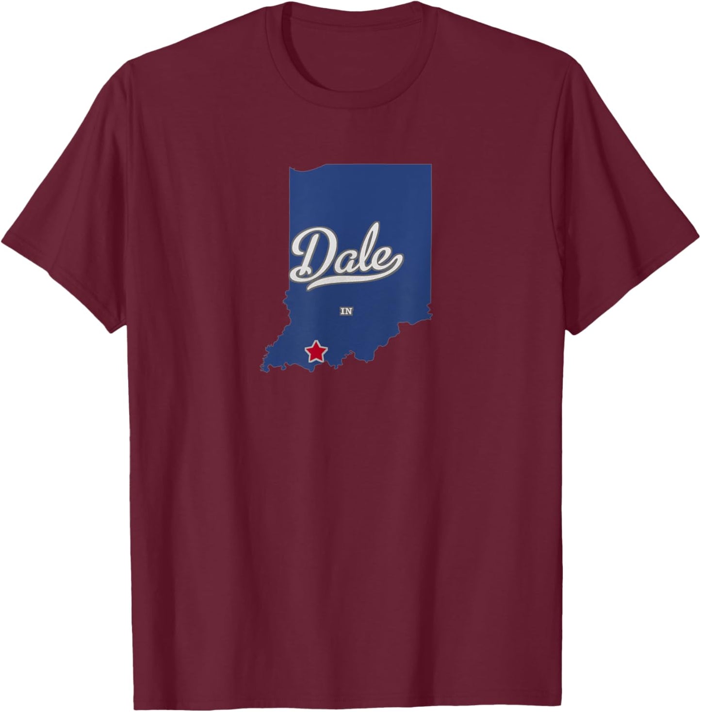 Dale Indiana IN Map T-Shirt - T-Shirt | Maroon