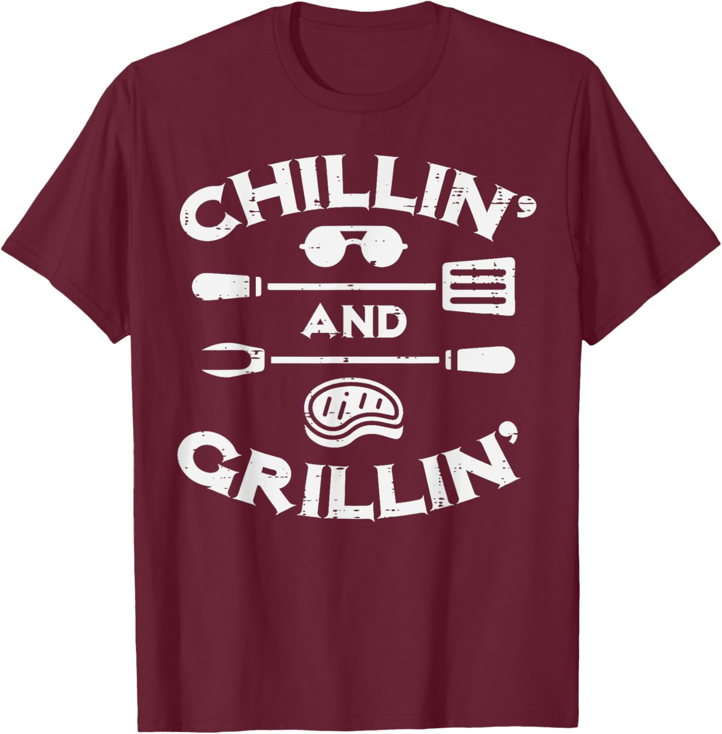 Bbq Chillin And Grillin Barbecue Pit Men Women Kids T-Shirt - T-Shirt | Maroon