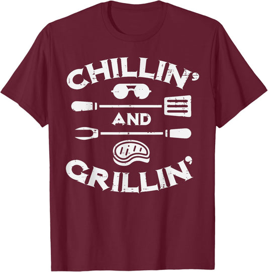 Bbq Chillin And Grillin Barbecue Pit Men Women Kids T-Shirt - T-Shirt | Maroon