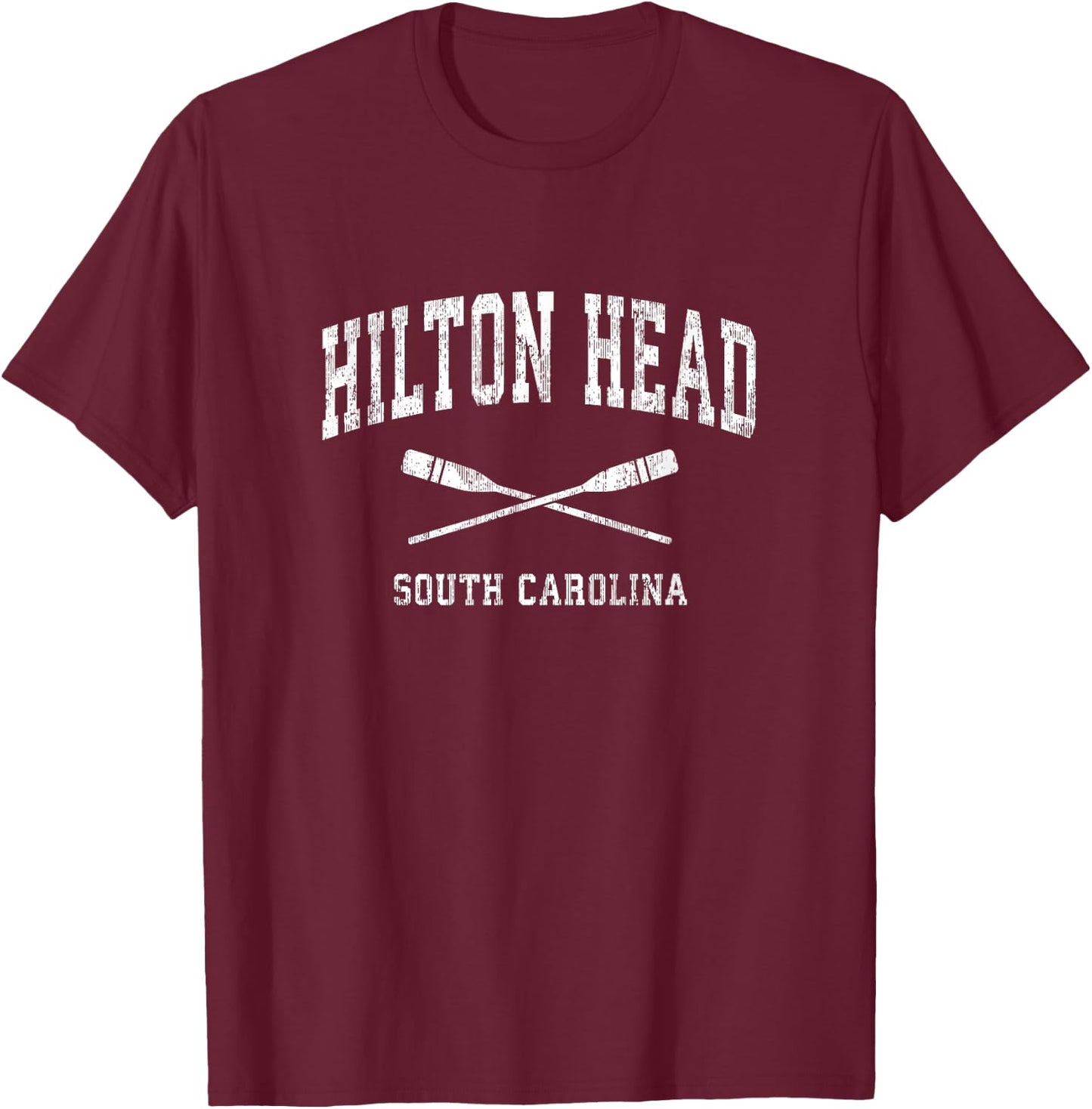 Hilton Head Island South Carolina Vintage Nautical Paddles S T-Shirt - T-Shirt | Maroon