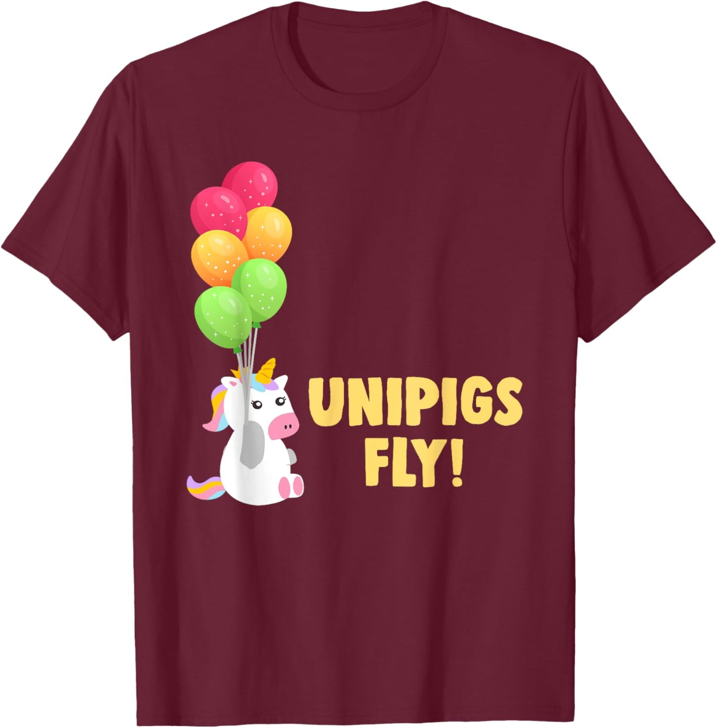 Cute Balloon Unipigs Fly Unicorn Pig Unicorn Lover T-Shirt - T-Shirt | Maroon