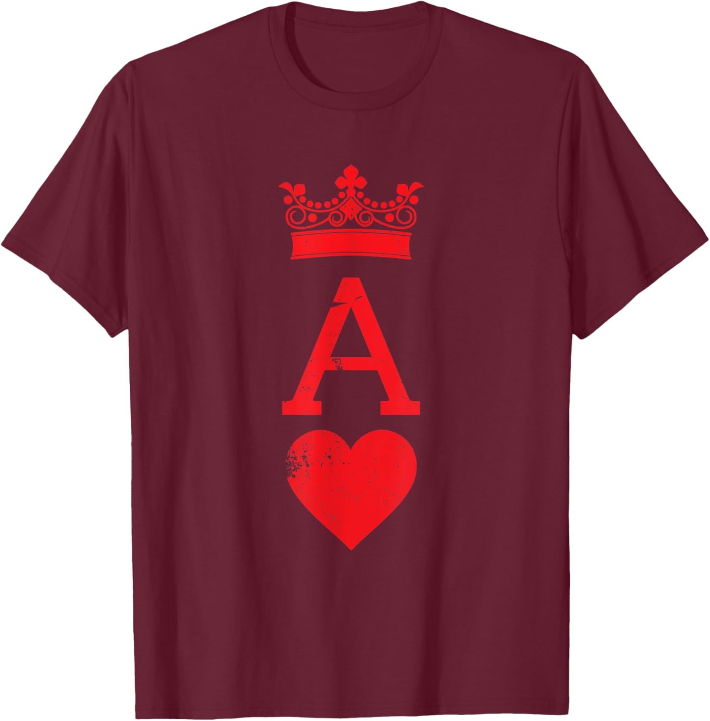 Ace of Hearts Blackjack Cards Halloween Matching Couple T-Shirt - T-Shirt | Maroon