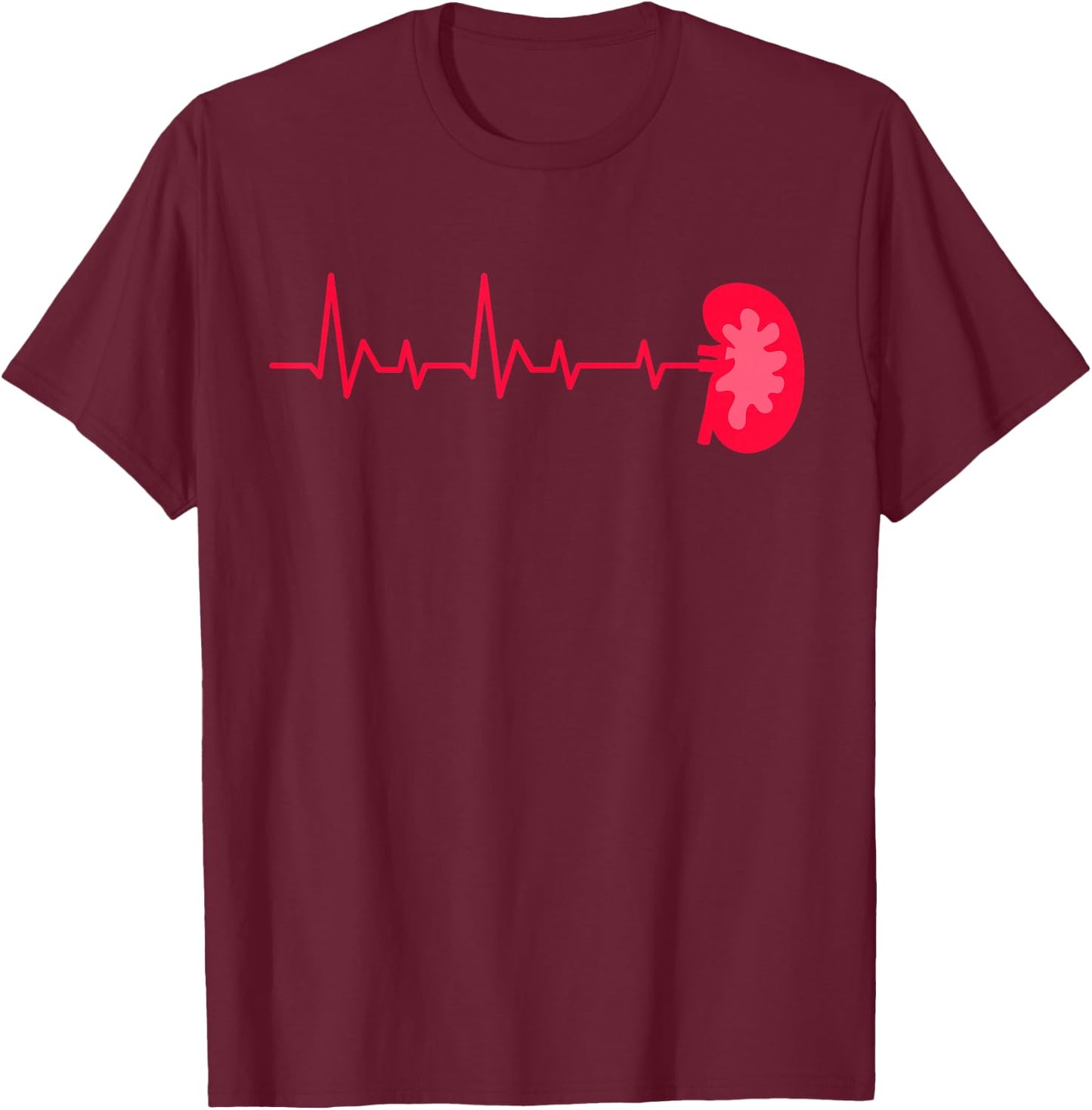 Kidney Donor - EKG Heartbeat Kidney Disease Awareness T-Shirt - T-Shirt | Maroon