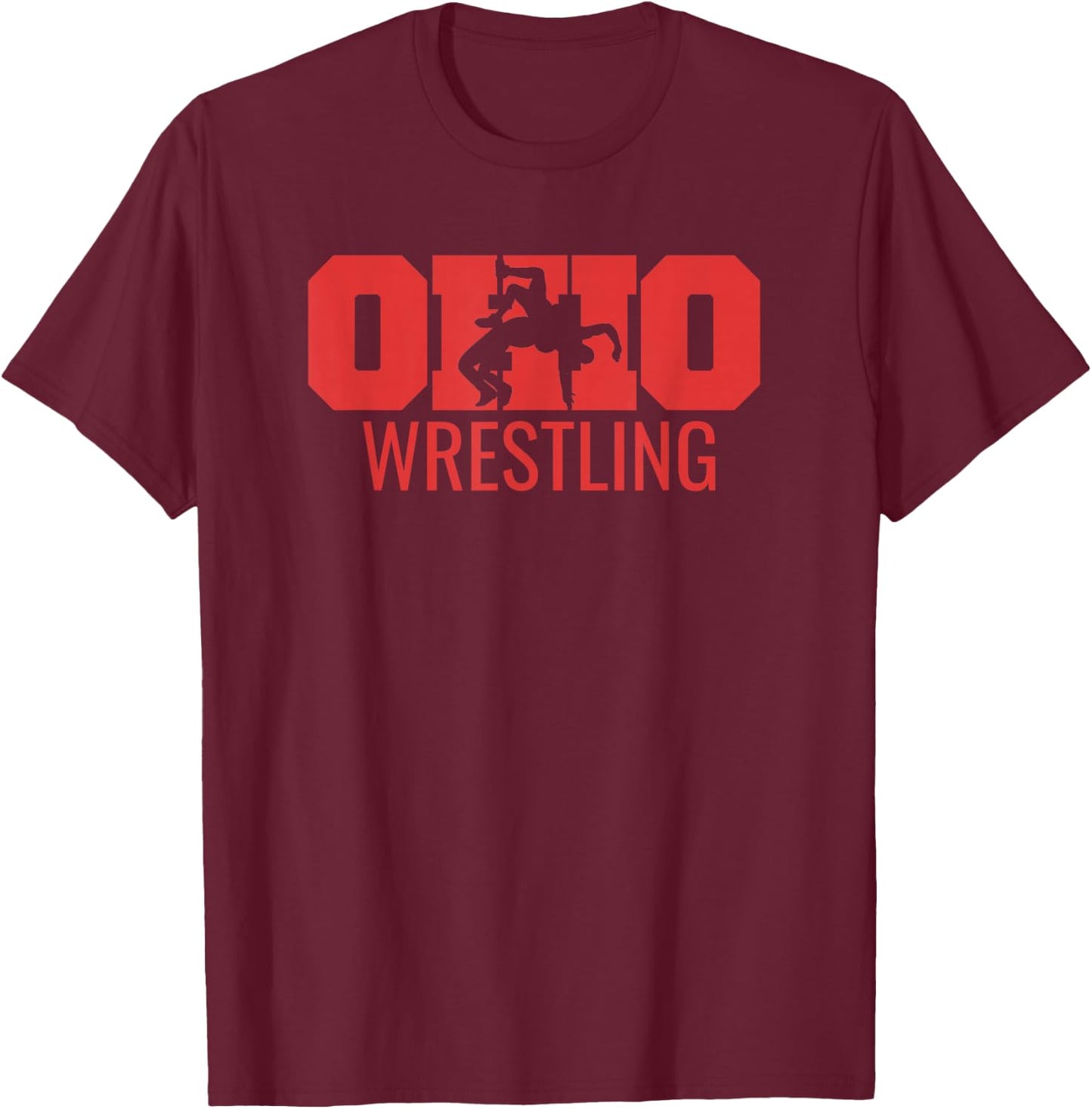 State of Ohio Wrestling Freestyle Wrestler Gear Sports Gift T-Shirt - T-Shirt | Maroon