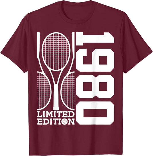 45th BIRTHDAY TENNIS LIMITED EDITION 1980 T-Shirt - T-Shirt | Maroon