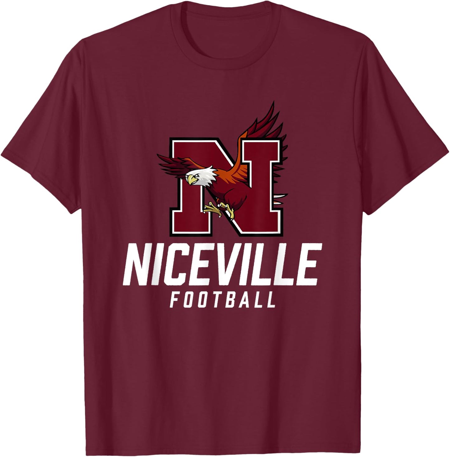 Niceville Eagles Logo Football Team HS T-Shirt - T-Shirt | Maroon